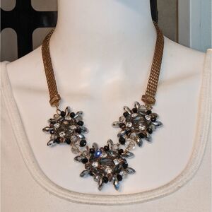 Vintage handcrafted crystal & rhinestone large clusters statement necklace